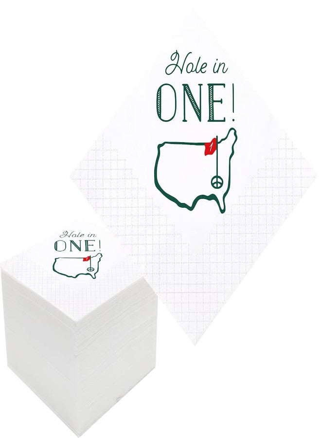 Geloar Golf Cocktail Napkins, 100 Pack Hole in One First Birthday Golf Themed Paper Disposable Cocktail Beverage Napkins for Baby 1st Hole In One Birthday Decorations 2-Ply, 5x5 Inches (Hole in One) - Image 1